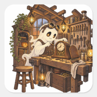 Atelier d'horloger fantôme Halloween Autocollant c