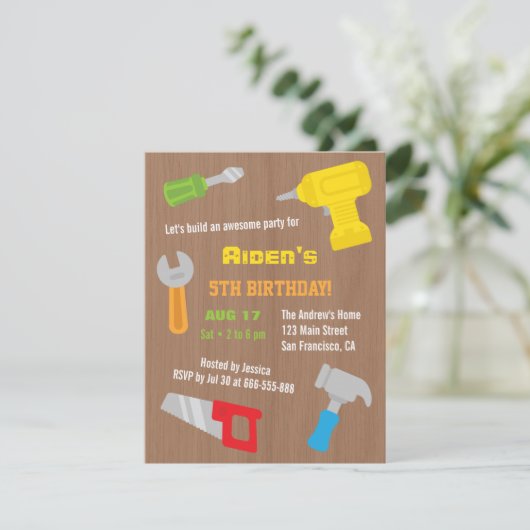 Atelier d'outils Garçons Invitations de fête d'ann (Debout devant)