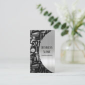 Atelier noir et argent Outils Carte de visite 2 (Debout devant)