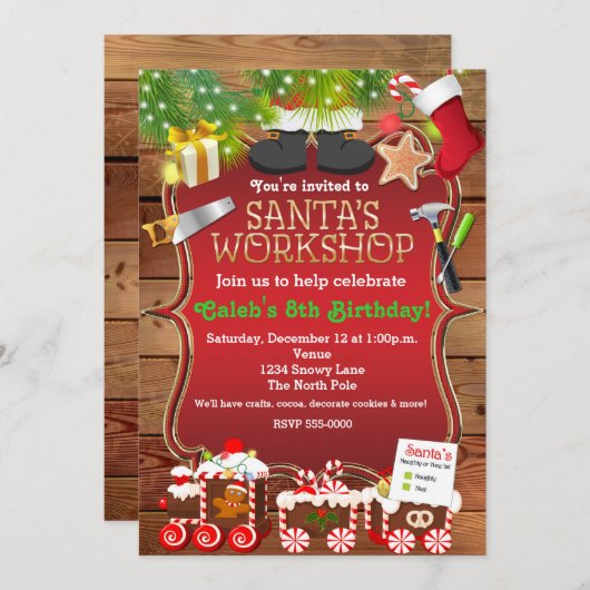 Atelier père Noël Noël Invitation (Devant / Derrière)