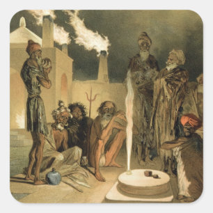 Ateseh-Gah, Indiërs toegewijd aan de Cult of Fire Vierkante Sticker