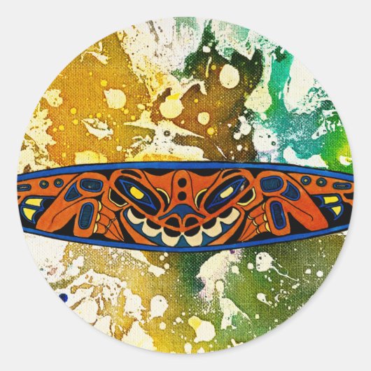 Athabascan Totem van Michael Moffa Ronde Sticker (Voorkant)
