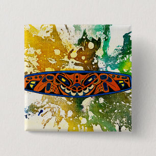 Athabascan Totem van Michael Moffa Vierkante Button 5,1 Cm