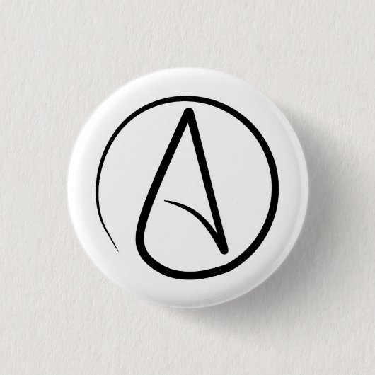 Atheïsme symbool: zwart op wit ronde button 3,2 cm (Voorkant)