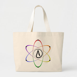 Atheist Atom Symbol Rainbow Black Grote Tote Bag