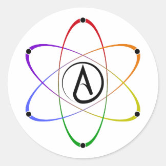 Atheist Atom Symbol Rainbow Black Ronde Sticker