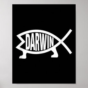 Atheïst Charles Darwin Evolutietheorie Vis Poster