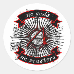 Atheïst Geen Goden, Geen Meesters Ronde Sticker