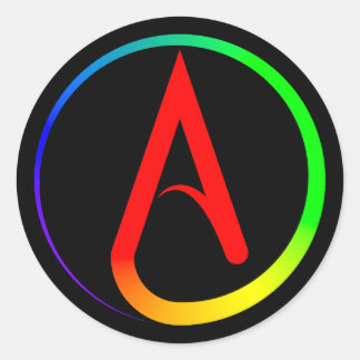Atheist Symbol Rainbow Ronde Sticker