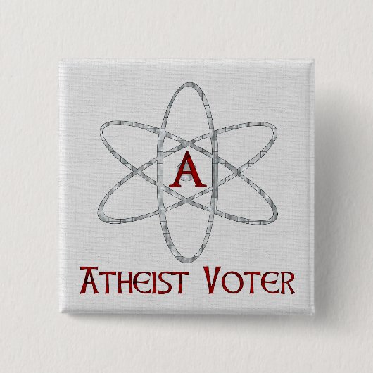 ATHEIST VOTER VIERKANTE BUTTON 5,1 CM (Voorkant)