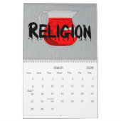 Atheïst zwart, grijs en rood kalender (Mar 2026)