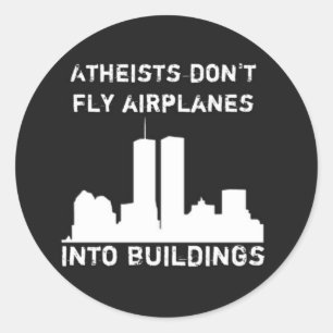 Atheïsten vliegen geen vliegtuigen in gebouwen ronde sticker