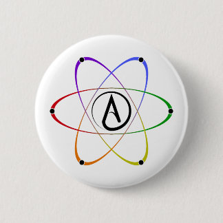 Atheïstisch Atoom Symbool Regenboog Zwart Ronde Button 5,7 Cm