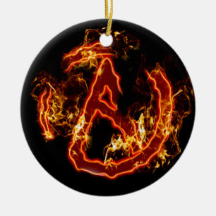 Atheïstisch brandsymbool keramisch ornament