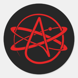Atheïstisch nieuw logo rood ronde sticker