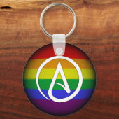 Atheïstisch symbool over regenboog sleutelhanger (Voorkant)