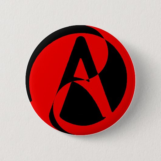 Atheïstisch symbool ronde button 5,7 cm (Voorkant)