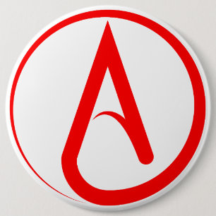 Atheïstisch Symbool Rood Ronde Button 6,0 Cm