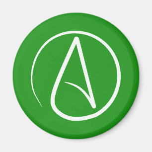 Atheïstisch symbool: wit op groen magneet