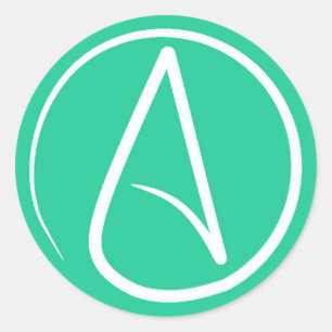 Atheïstisch symbool: wit op munt groen ronde sticker