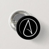 Atheïstisch symbool: wit op zwart ronde button 3,2 cm (Voorkant /achterkant)