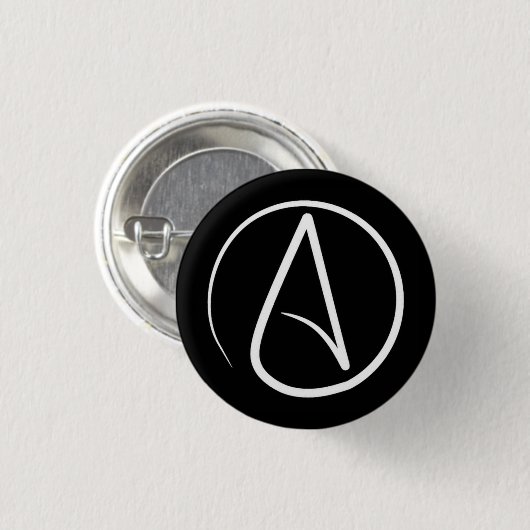 Atheïstisch symbool: wit op zwart ronde button 3,2 cm (Voorkant /achterkant)
