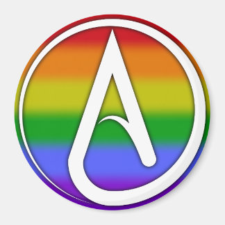 Atheïstisch symbool wit over regenboog magneet