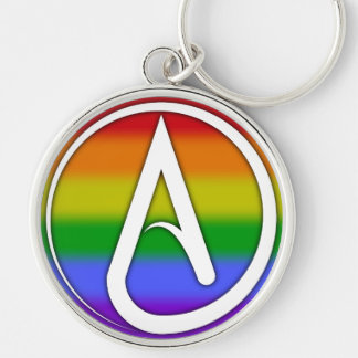 Atheïstisch symbool wit over regenboog sleutelhanger