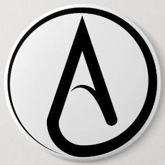Atheïstisch symbool zwart ronde button 6,0 cm