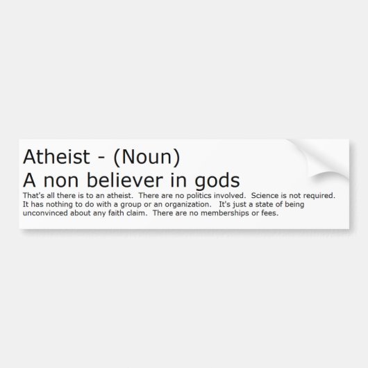 Atheïstische Bumpersticker (Voorkant)