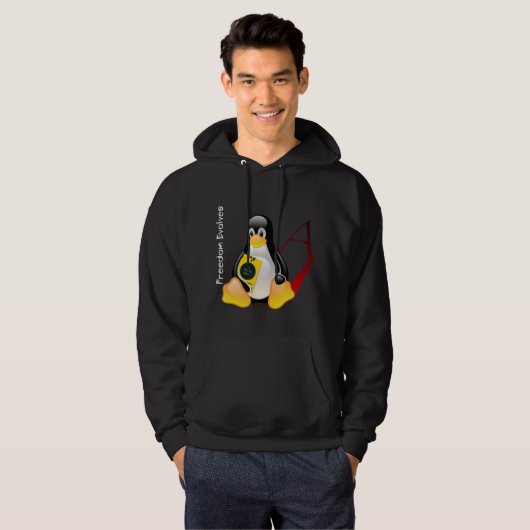 Atheïstische Tux (Vrijheidsgolven) Hoodie (Voorkant volledig)