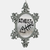 Atheïstische vis tin sneeuwvlok ornament (Links)