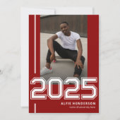 Atheletic Photo Graduation Party Rode Bourgogne Kaart (Voorkant)