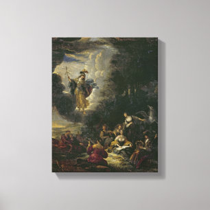 Athena die de Muses bezoekt Canvas Afdruk