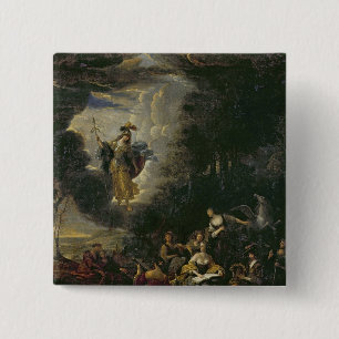 Athena die de Muses bezoekt Vierkante Button 5,1 Cm
