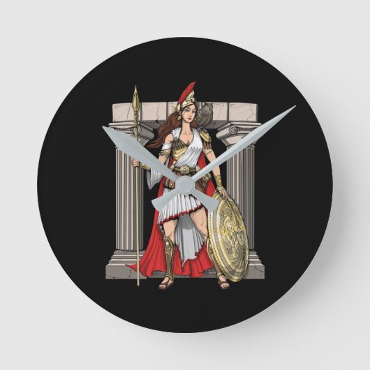 Athena Greek Goddess Ronde Klok (Voorkant)