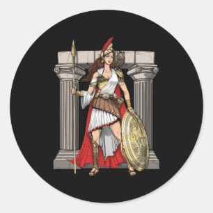 Athena Griekse Godin van Wijsheid Oude Griekenland Ronde Sticker