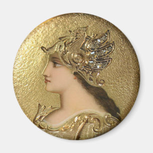 ATHENA PORTRAIT MET GOLDEN HELMET EN GRIFFINS MAGNEET