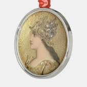 ATHENA PORTRAIT MET GOLDEN HELMET EN GRIFFINS METALEN ORNAMENT (Links)