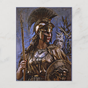 "Athena’s Eeuwige Waakzaamheid" Kleurrijk Portret Briefkaart