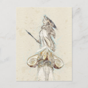 Athena Statue Sketch Briefkaart – Het Oude Grieken