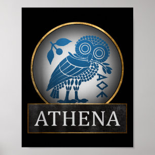 Athena Uil symbool van de Griekse godin van de wij Poster
