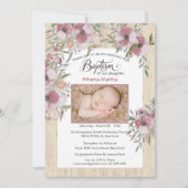 Athena Wood Baptism Invitation Kaart (Voorkant)