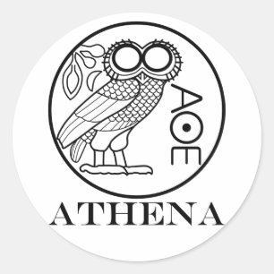 ATHENA's buiktetradrachme (Engravers Font) Ronde Sticker