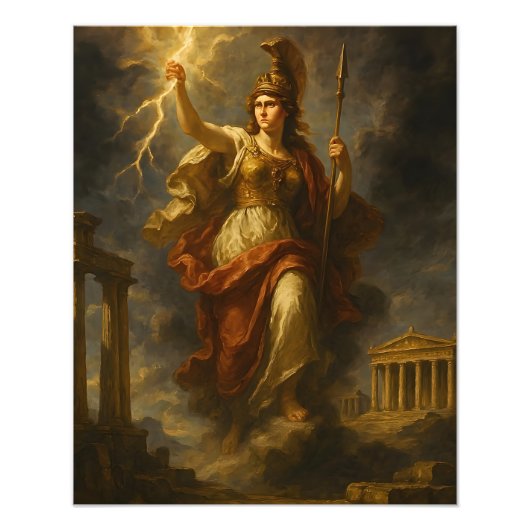 Athena's Lightning: Goddess of Wisdom & Power (Myt Foto Afdruk (Voorkant)