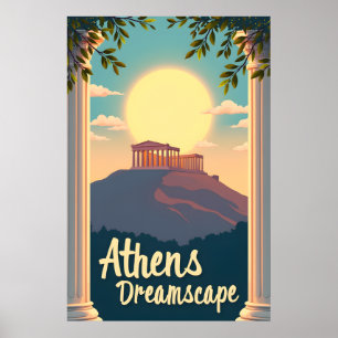 Athene Dreamscape: Retro reizen in het midden van  Poster