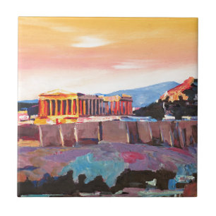 Athene Griekenland akropolis op zonsondergang Tegeltje