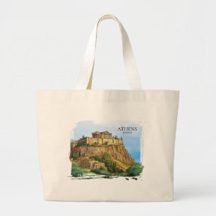 Athene Griekenland Aquarel Historische Gezichten Grote Tote Bag