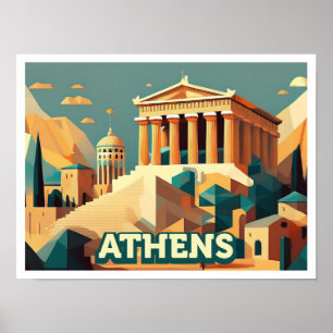 Athene Griekenland artistiek kleurrijk Poster