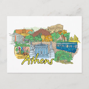 Athene, Griekenland beroemde stad Briefkaart